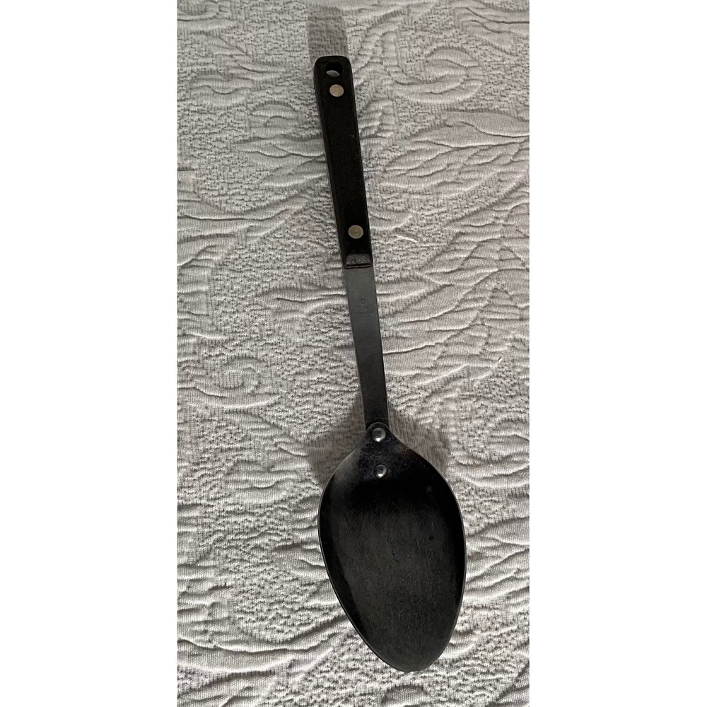 Vintage Flint Stainless USA Black Handle Kitchen Cooking‎ Serving Spoon Utensil